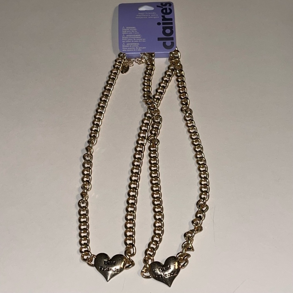 Claire’s Best Friends Set of 2 Thick Gold Tone Chain Necklace - Picture 2 of 2